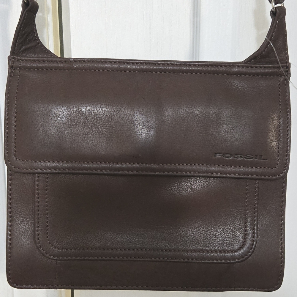 New Leather Fossil Crossbody Bag.  Brown Quality Leather